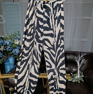 New ASOS Black and White Zebra Print Wide Leg Pants